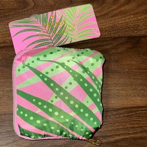 Trina Turk Pink and Green Leaf Laundry Bag